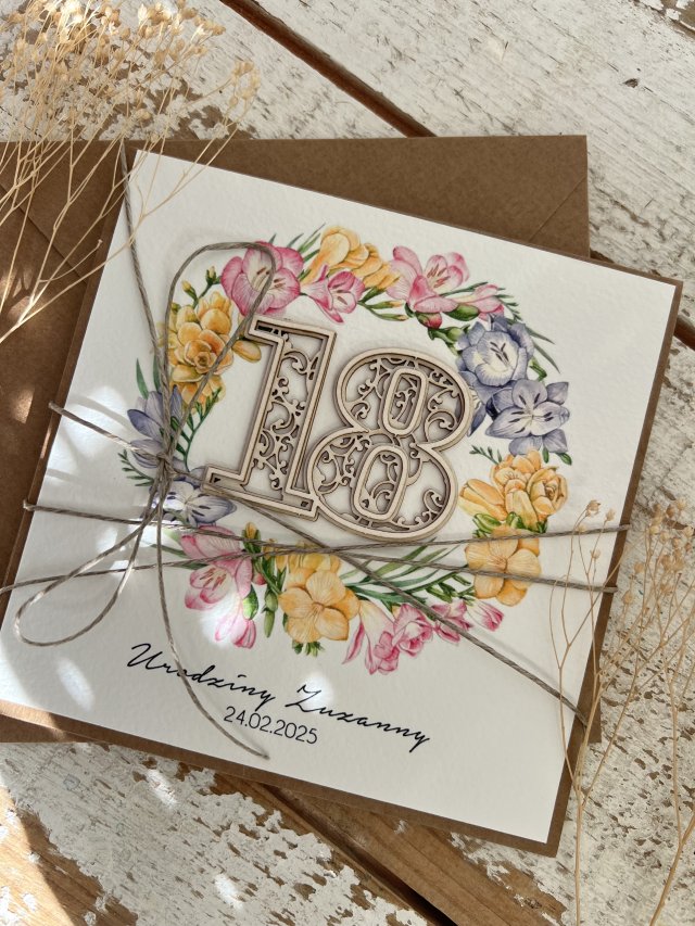 Personalizowana kartka na 18 urodziny z życzeniami