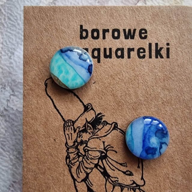 Kolczyki Aquarelki Średnie - Niebieskie paski