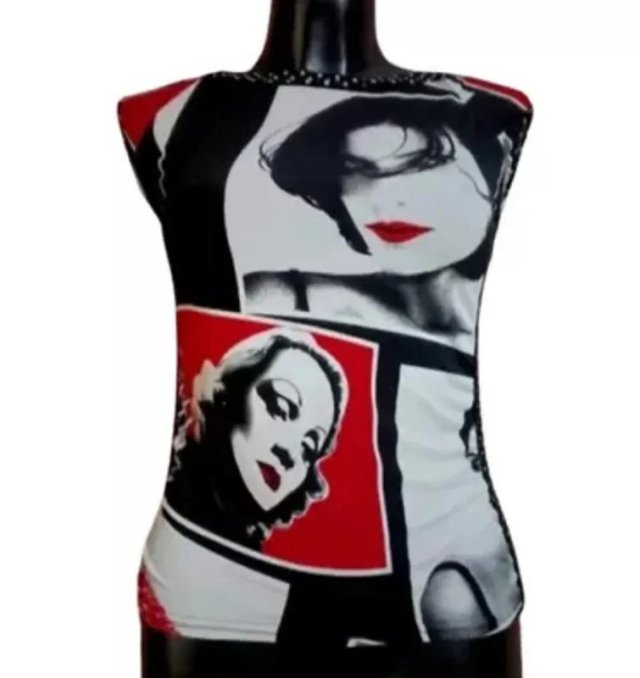 Vintage Y2K top red white blouse top Marlena Dietrich Coquette | Avant Garde blouse