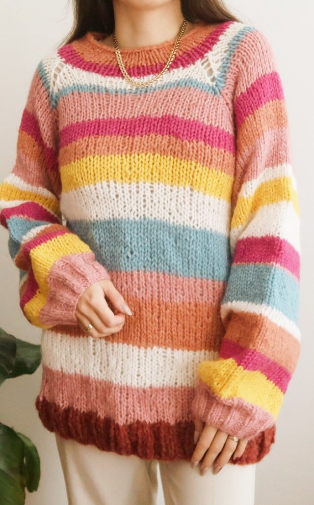 kolorowy sweter handmade M