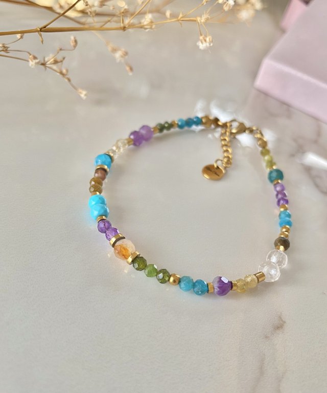 Bransoletka znak zodiaku Bliźnięta amulet turkus turmalin cytryn