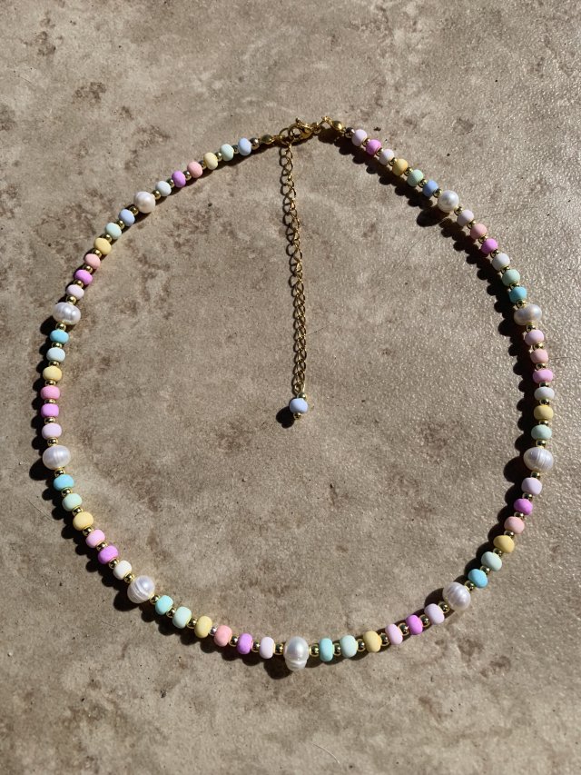 Naszyjnik choker Rainbow z naturalnymi perłami