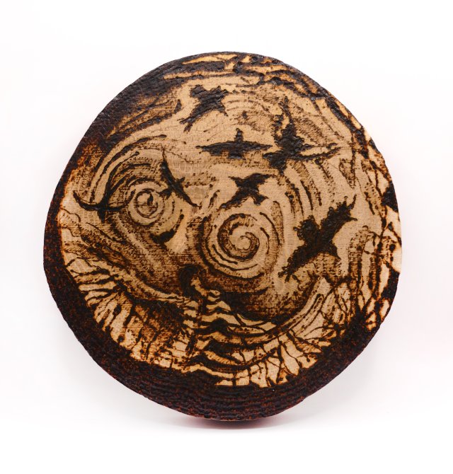 Prometeusz - pirografia (14x14,5 cm) obraz wypalany na drewnie, wyjątkowy prezent, woodburning, pyrography art