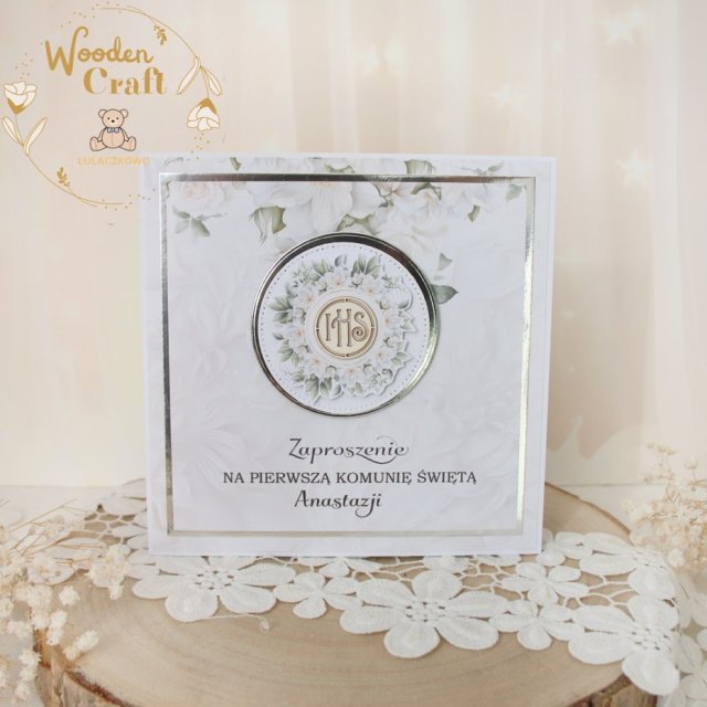 Zaproszenia na Pierwszą Komunię Świętą, zaproszenia komunijne "White Flowers"