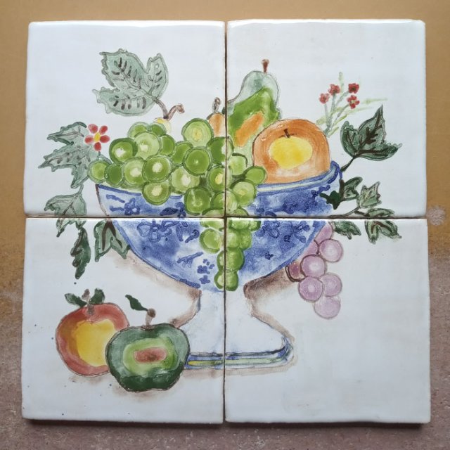 Dekor kuchenny ręcznie malowany, misa z owocami