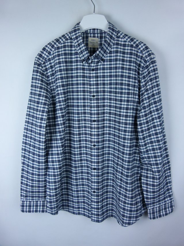 Marks Spencer regular fit koszula kratka bawełna / XL