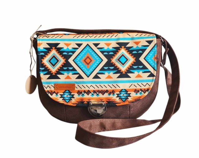 Torebka listonoszka  miejska medium boho wzór etniczny wegańska