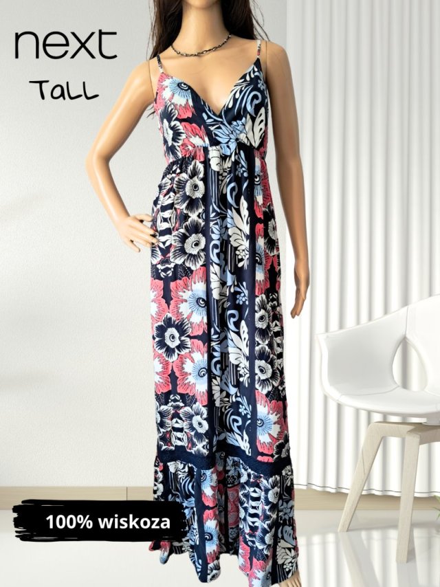 Zwiewna maxi sukienka w kwiaty – idealna na lato!, Next Tall, r. L