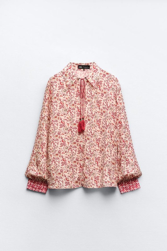 ZARA - BLUZKA BOHO - KWIATY - S
