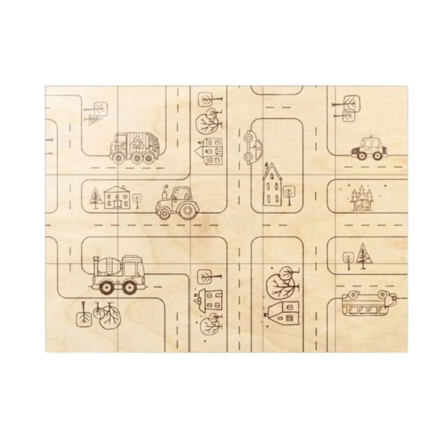 Puzzle z autami Układanki drewniane dla dzieci AUTA z grawerem Zabawka