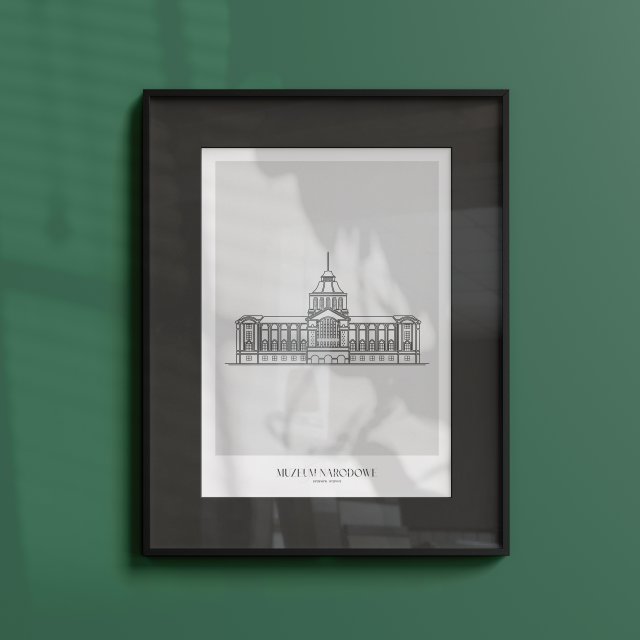 Plakat Architektura - Szczecin - Muzeum Narodowe  50x70 cm