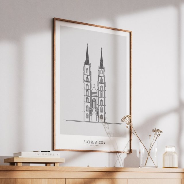 Plakat Architektura - Wrocław - Archikatedra  50x70 cm
