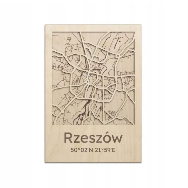 Mapa plan miasta Mapa z ulicami RZESZÓW Obrazy drewniane na ścianę Plakat