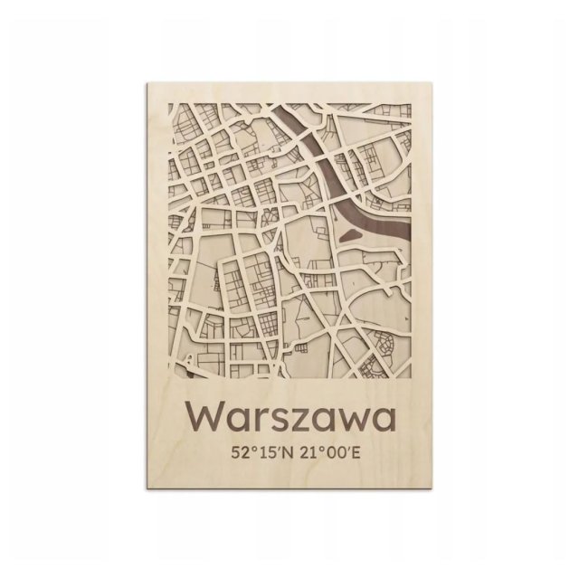 Mapa polskich miast WARSZAWA Plan miasta na ścianę Mapa ścienna Warszawa