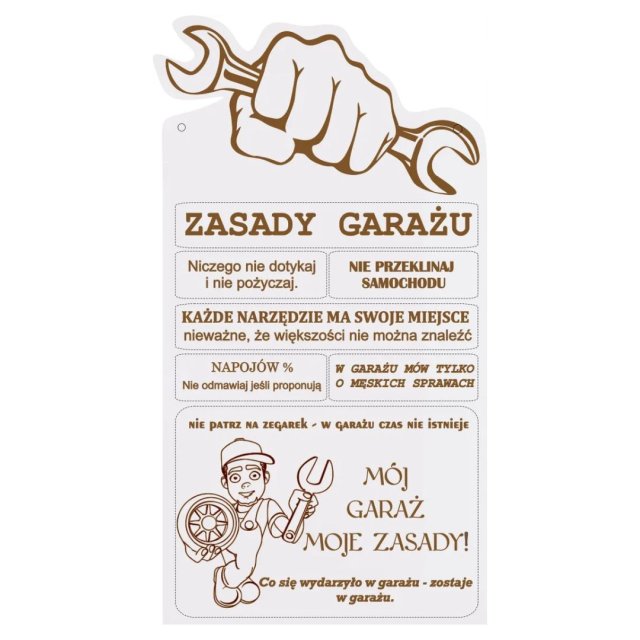 DREWNIANA TABLICZKA ZASADY GARAŻU PREZENT urodziny Tabliczka do garażu