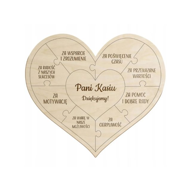 PERSONALIZOWANY prezent Podziękowanie dla nauczyciela Ramka PUZZLE serce