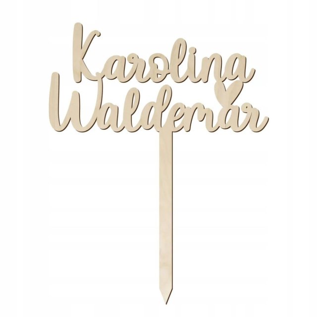 Drewniany Topper na tort personalizowany Ślub Weselny Rocznica ślubu IMIĘ