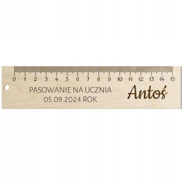 Linijka personalizowana drewniana z IMIENIEM Prezent PASOWANIE NA UCZNIA
