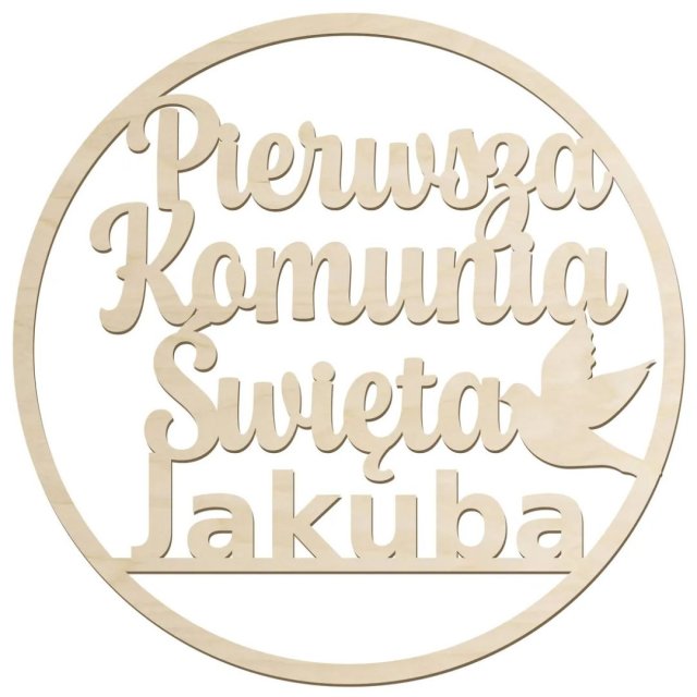 Obręcz Napis Komunia Święta z IMIENIEM na ściankę 70cm Ozdoby na komunie