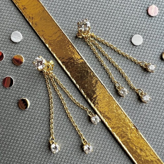 Golden Cascades - Made In Italy ❤ Sterling Silver Gold Plated Earrings ❤ Kolczyki