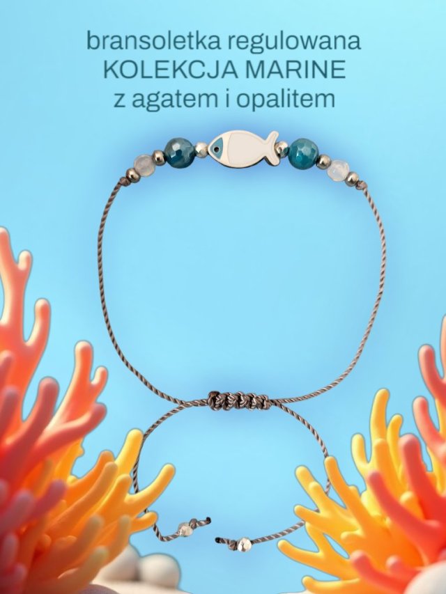 bransoletka regulowana kolekcja MARINE z agatem i opalitem
