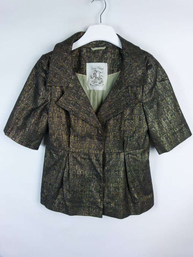 River Island czarno złoty żakiet krótkie rękawy z wool 12 / 38