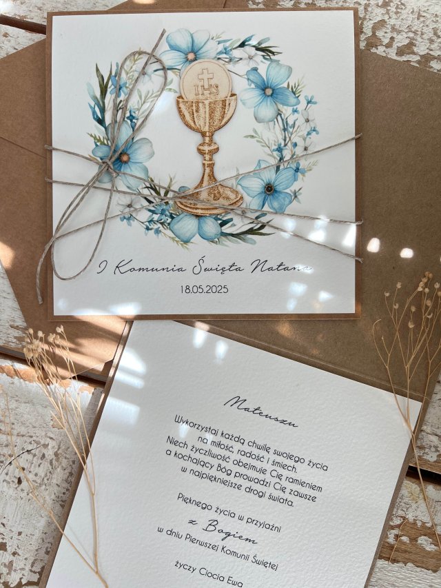 Personalizowana kartka komunijna z życzeniami - koperta na komunię