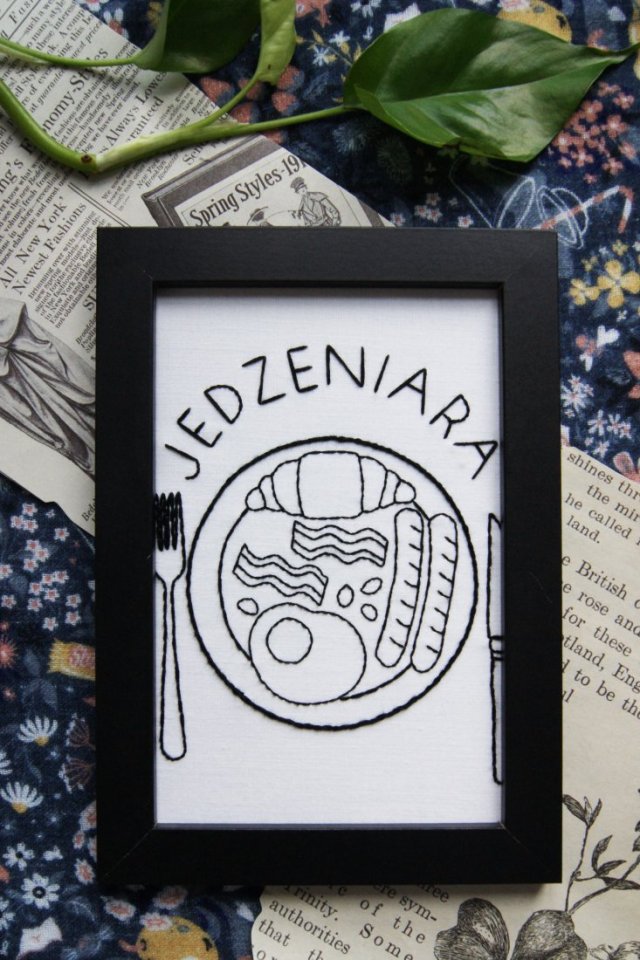 Jedzeniara - haft w ramce (czarna)