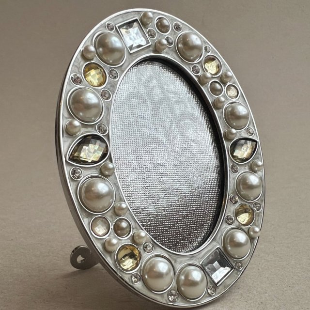 Vintage Jewelry Photo Frame ❤ Perły i kryształy - ramka na fotografię ❤