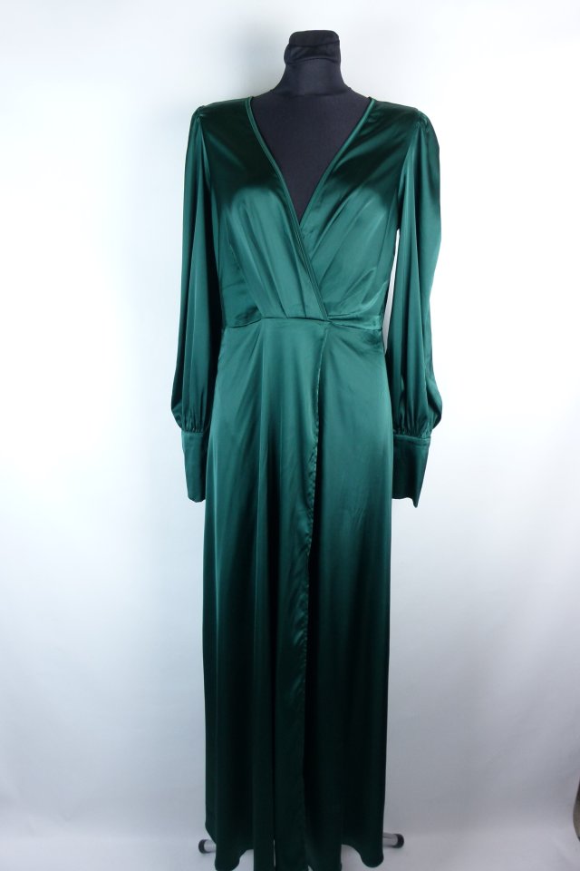SHEIN satynowa kopertowa sukienka maxi / L