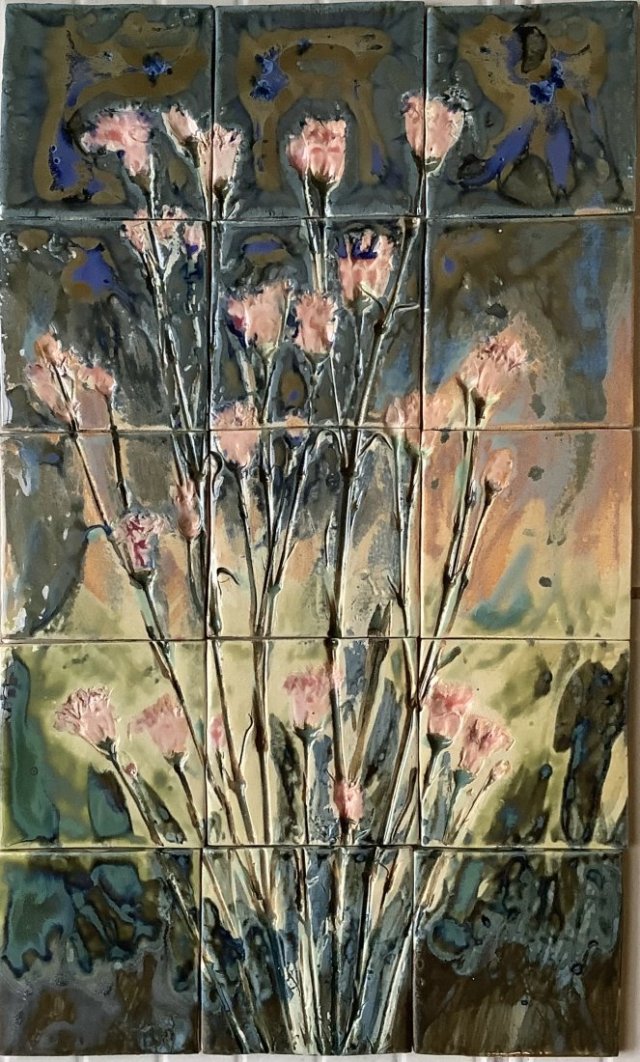 Zestaw kafli ceramicznych "Kwiaty"