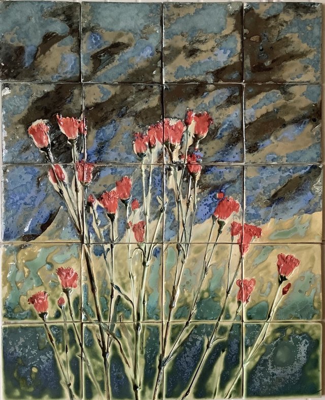Zestaw kafli ceramicznych "Kwiaty"