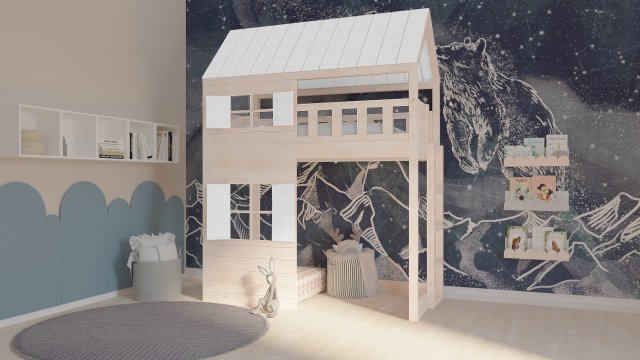 Łóżko na antresoli domek pod materac 90x200 cm