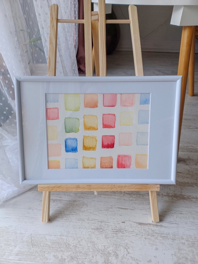 Akwarela w ramie "Geometria koloru" 31*21 cm
