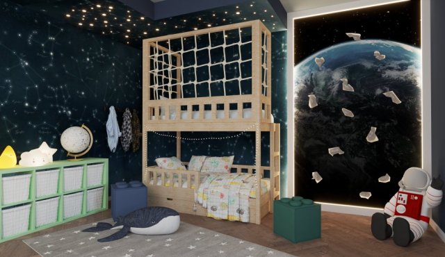 Łóżko piętrowe ze sznurkowymi panelami pod materac 90x200 cm