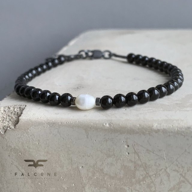 Bransoletka White & Black - Onyx & Pearl