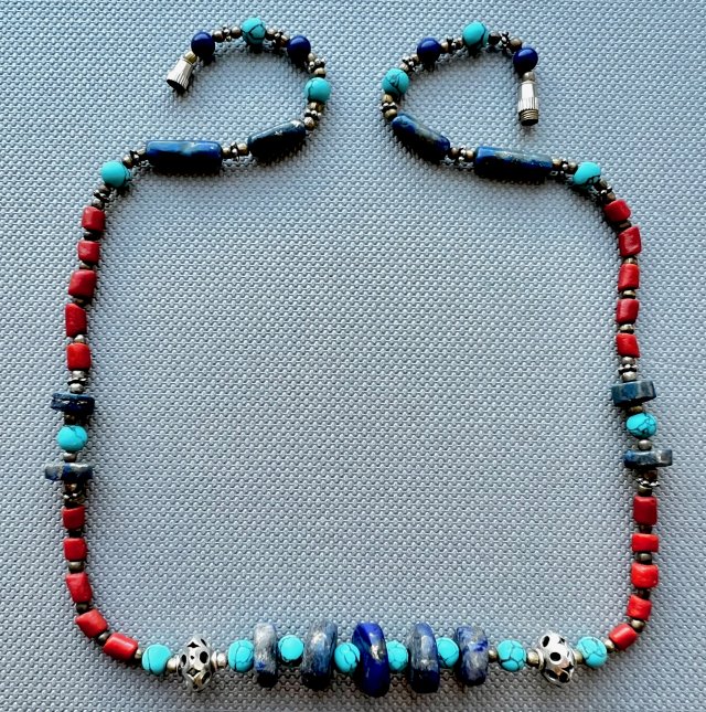 Native American Jewelry ❤ Turkusy, lapis lazuli, koral ❤ Niespotykany naszyjnik ❤