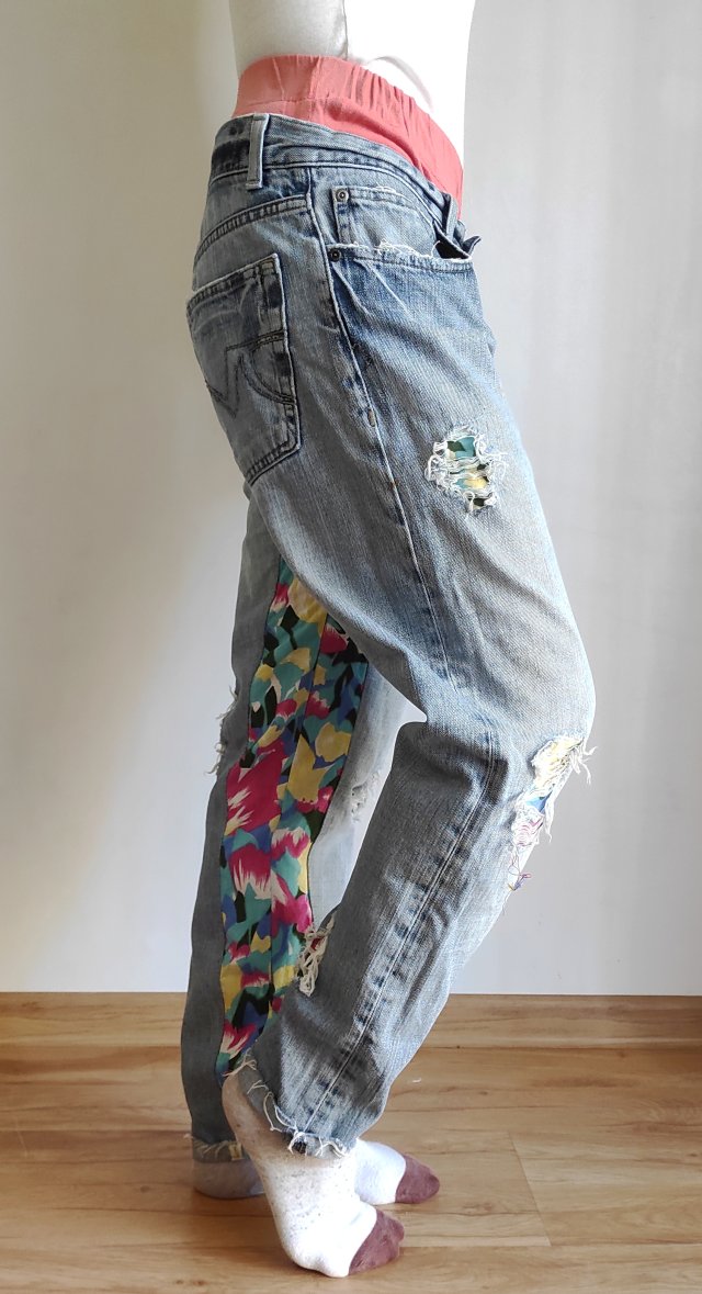 Upcycling'owe spodnie baggy jeansy