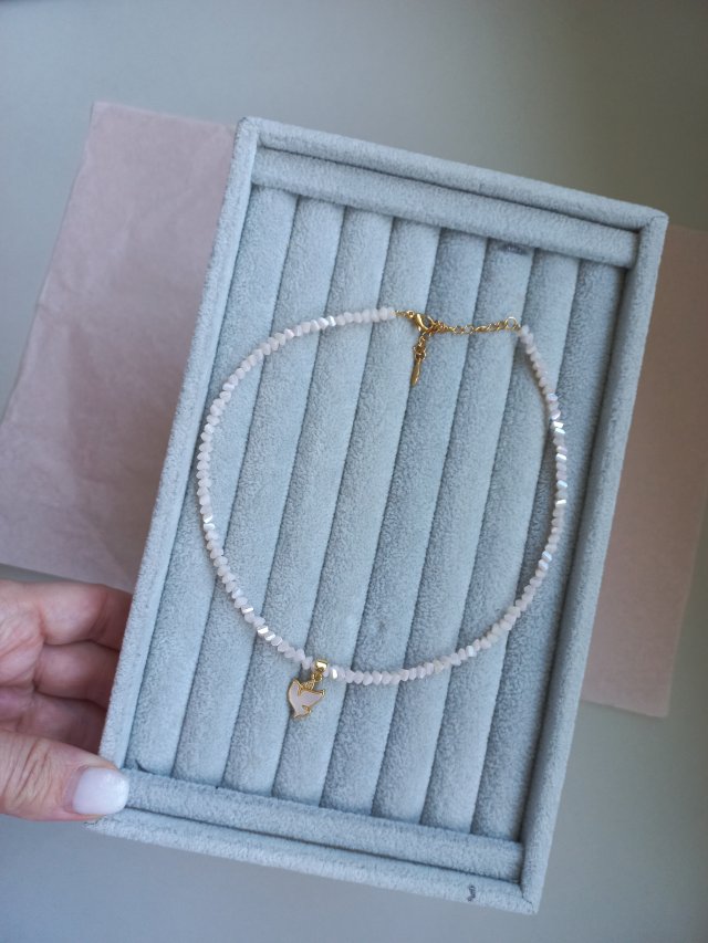 Beżowy choker z ptakiem