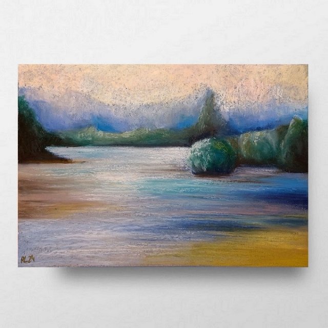 Pejzaż- rysunek  A4 pastelami olejnymi