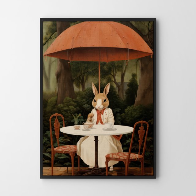 Plakat Przerwa na herbatę  - format 30x40 cm zajączek grafika ilustracja