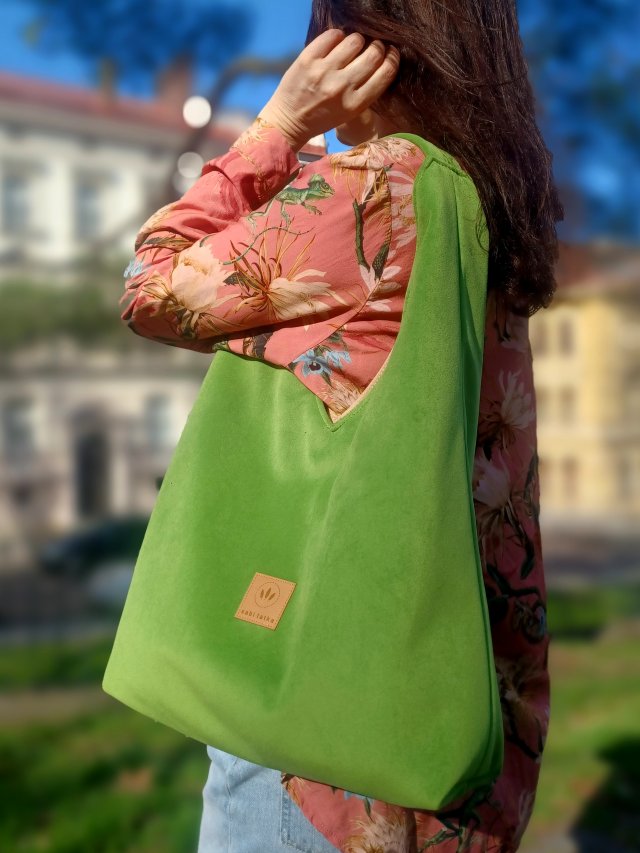 Welurowa torba Hobo Bonita Zielone Jabłuszko