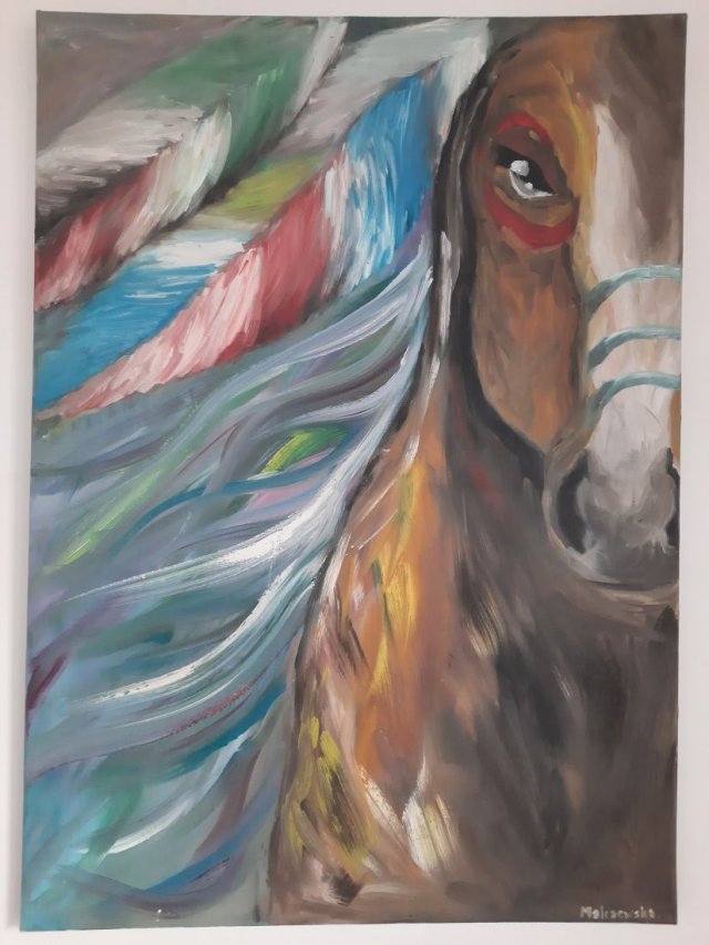 Kolorowy Koń 50x70 olej