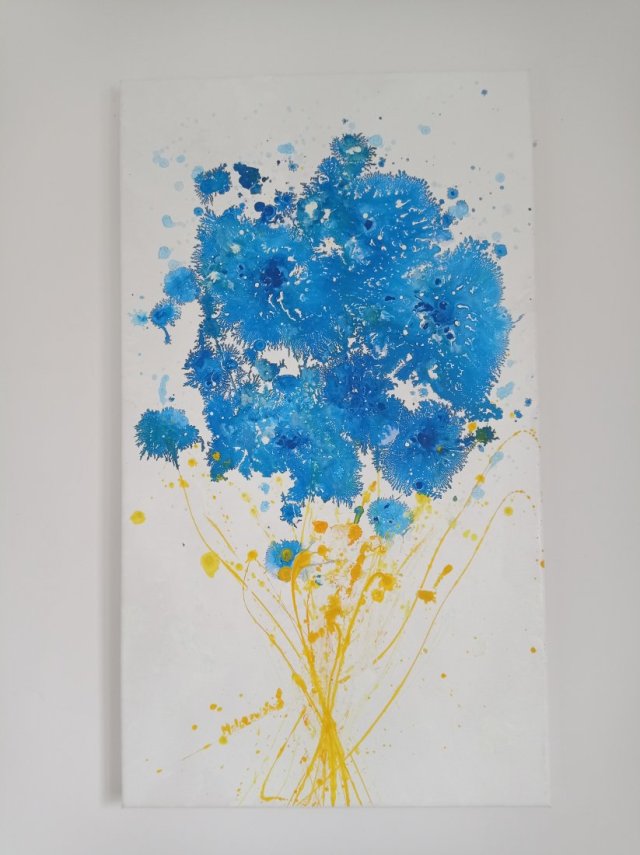 Kwiaty 70x40 obraz akrylowy - chabry
