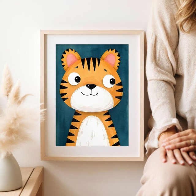 Plakat dla dzieci kolorowy Tygrysek  - format 40x50 cm