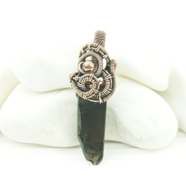 Kwarc dymny wisiorek wire wrapping