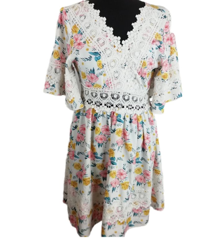 Sukienka na lato w kwiaty Floral Cottage Koronka Boho