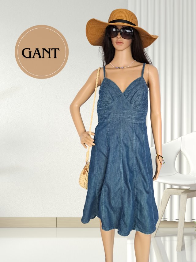 Granatowa sukienka jeansowa midi, Gant, r.M