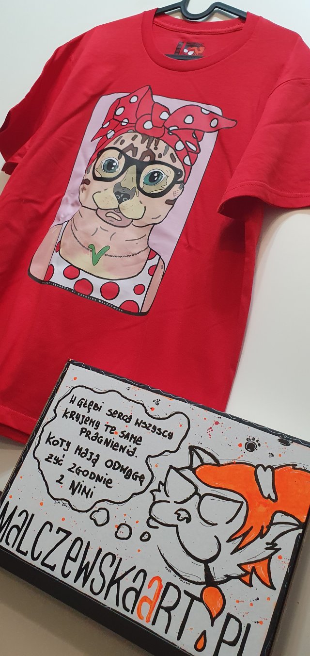 BOX PREZENTOWY T-Shirt Kotka Vegan PinUp rozmiar M