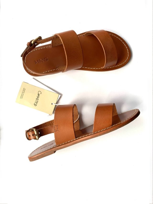 nowe skórzane sandały karmelowe Mango Kids 32